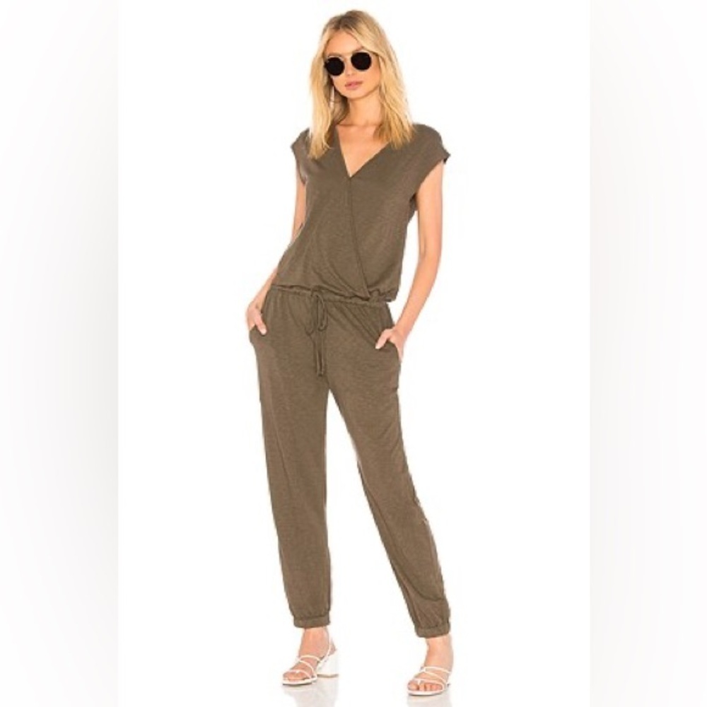 Velvet by Graham & Spencer Vintage Slub Olive Green Jumpsuit size Medium Small